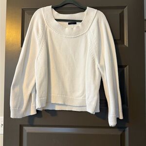 EUC J. Crew Cotton white boatneck sweater size MD